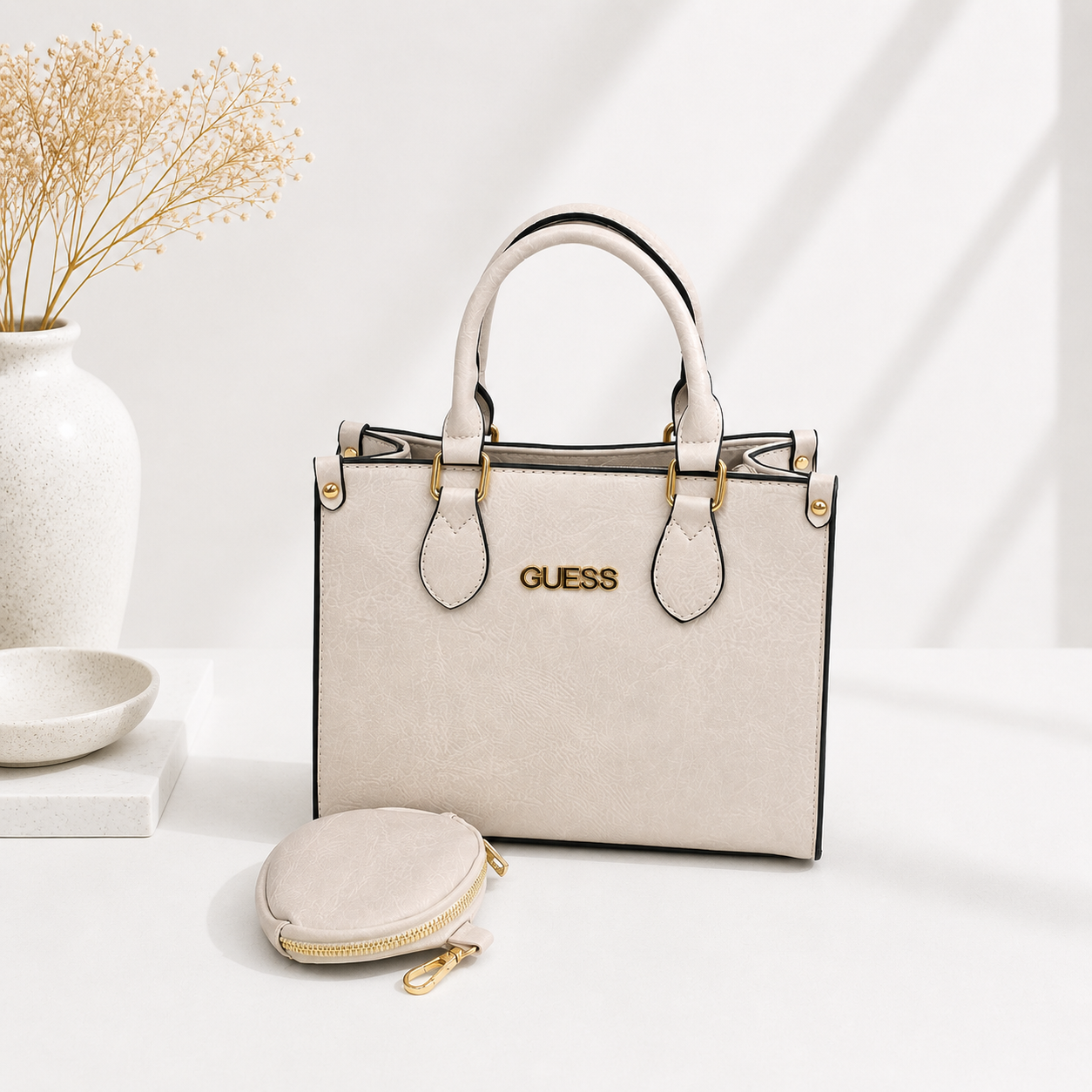Mala Tote Creme com Porta-Moedas Incluído - Bold Shoes