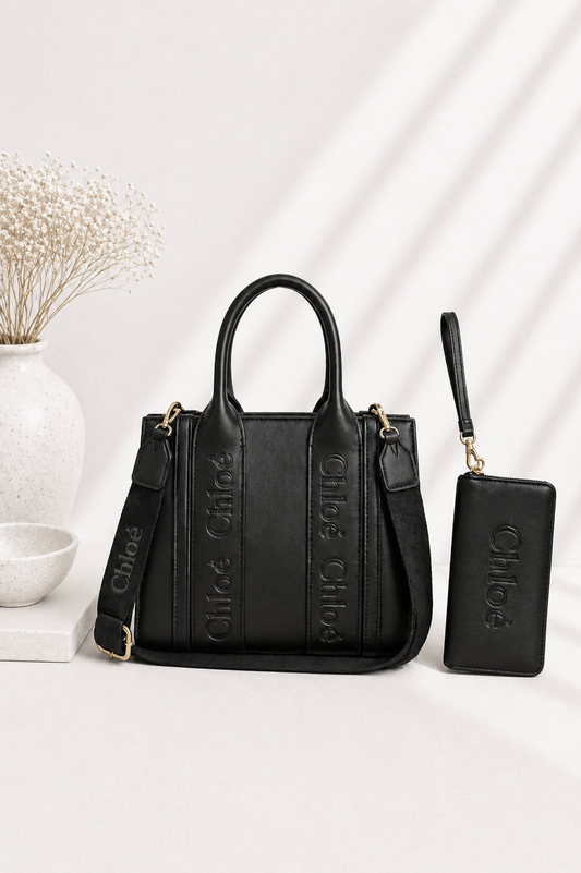 Mala Tote Preta com Carteira Incluída - Bold Shoes
