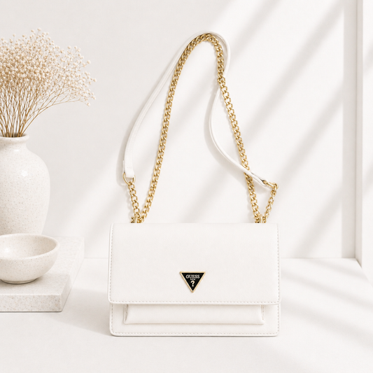 Mala Envelope Branca com Corrente Dourada - Bold Shoes