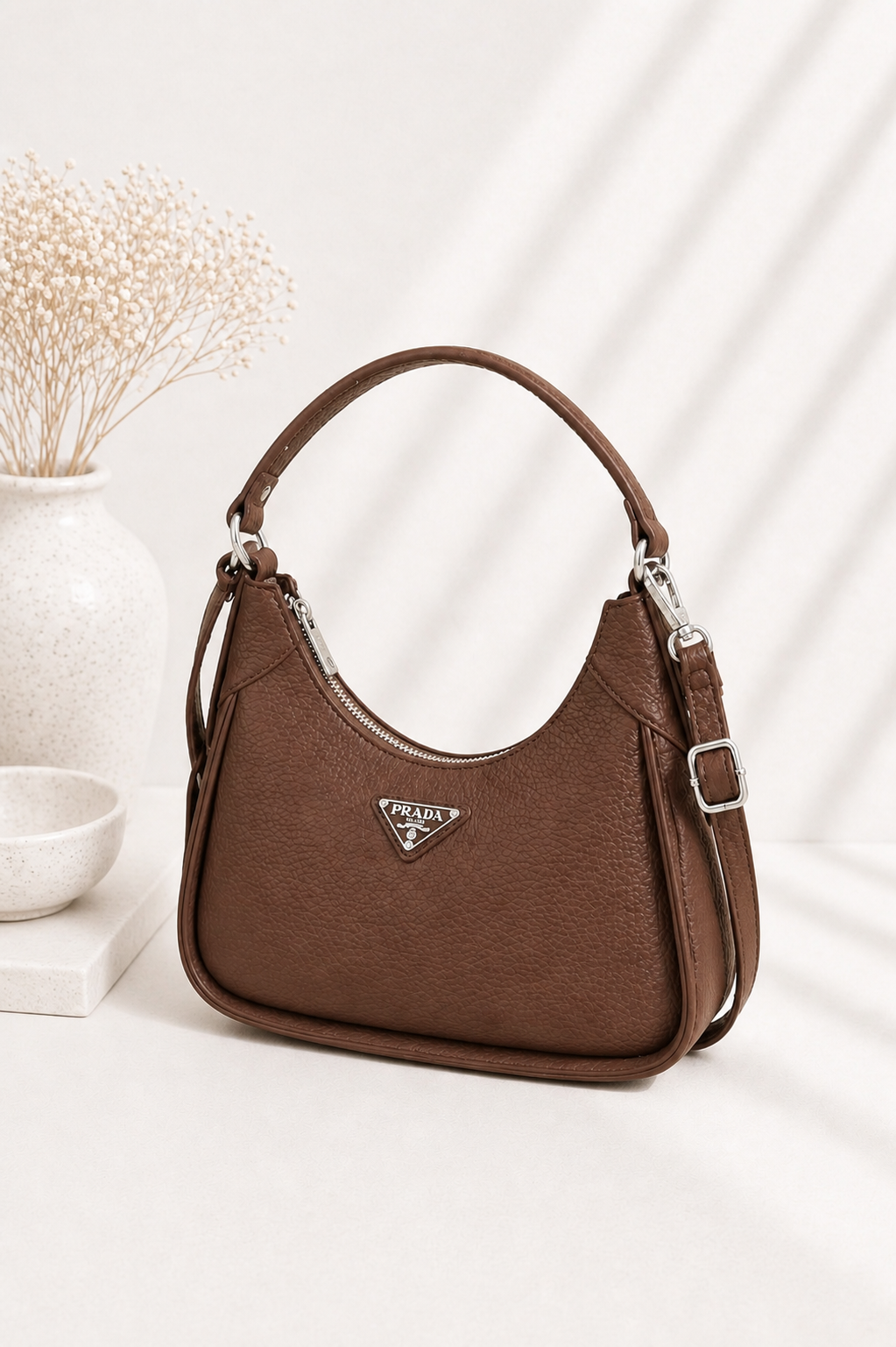 Mala Hobo Castanha com Alça Superior e Correia a Tiracolo - Bold Shoes