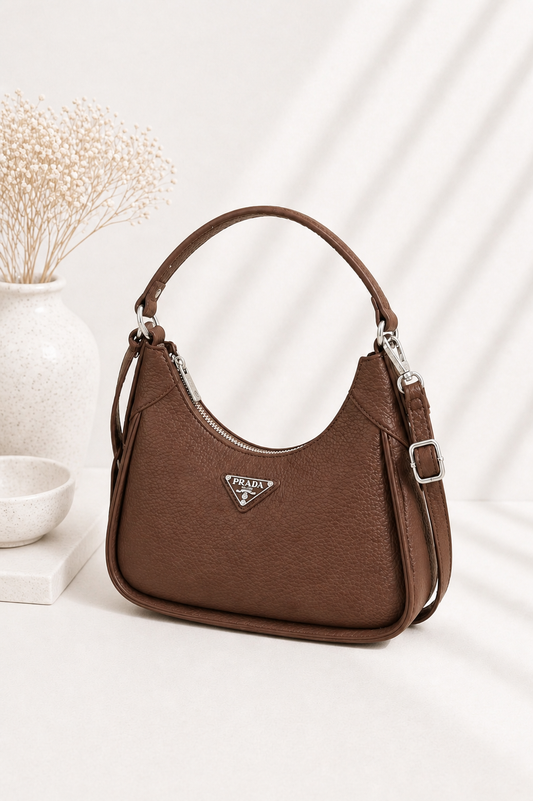 Mala Hobo Castanha com Alça Superior e Correia a Tiracolo - Bold Shoes